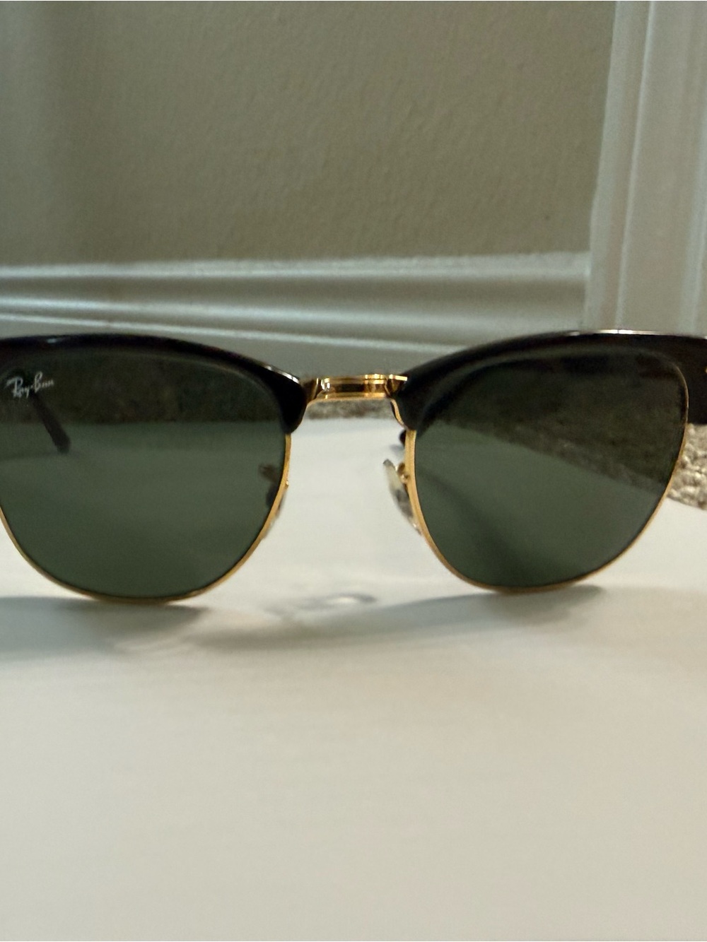 Ray-Ban Clubmaster Sunglasses - Black/Gold with Green Lenses